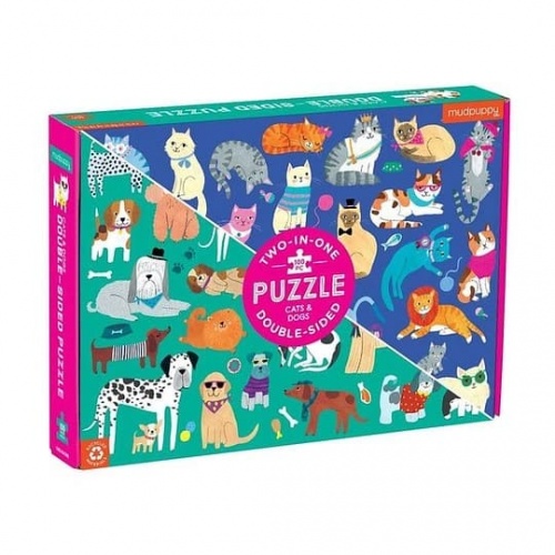 PUZZLE DOBLE PERROS Y GATOS - 100 PIEZAS