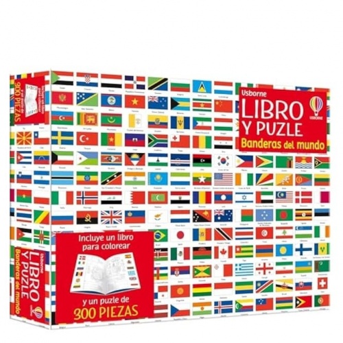 PUZZLE Y LIBRO BANDERAS DEL MUNDO 300 PIEZAS